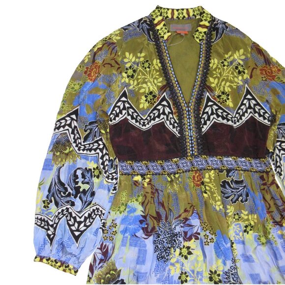 NWT Anthropologie Bhanuni by Jyoti Forest Fern in Sky Patterned Maxi Dress 12 - Picture 5 of 8